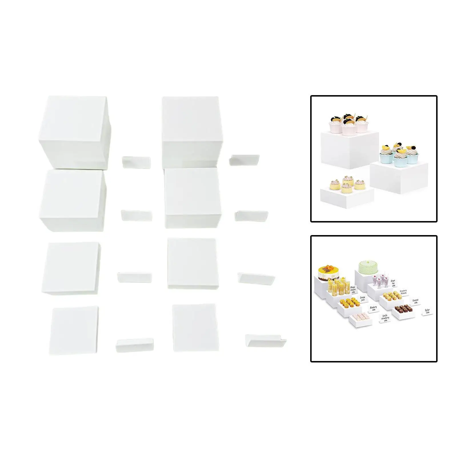 

8 Pieces Acrylic Display Riser Box Table Stand with Hollow bottoms Nesting Riser for Food Collectibles Catering Cake Jewelry