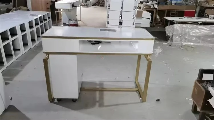* Manicure Table Nail Manicure Marble Top Table Used Nail Salon Tables with Stone Countertops and Custom Drawers