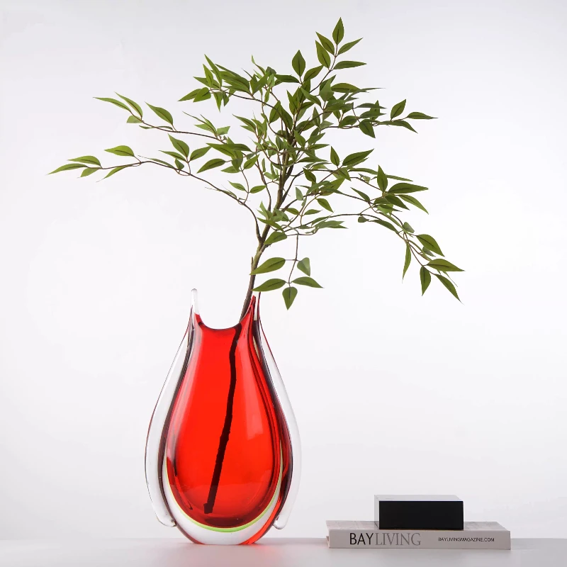 

Light luxury high-end glazed vase, living room wedding housewarming gift red happy flower device