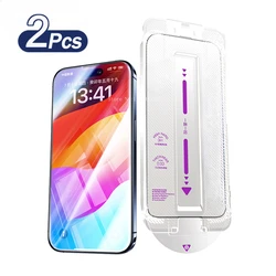 2PCS Dust-free Screen Protector for IPhone 16 15 Pro Max 14 13 12 11 Pro Max Tempered Glass For IPhone 12 13 Mini 16 15 14 Plus