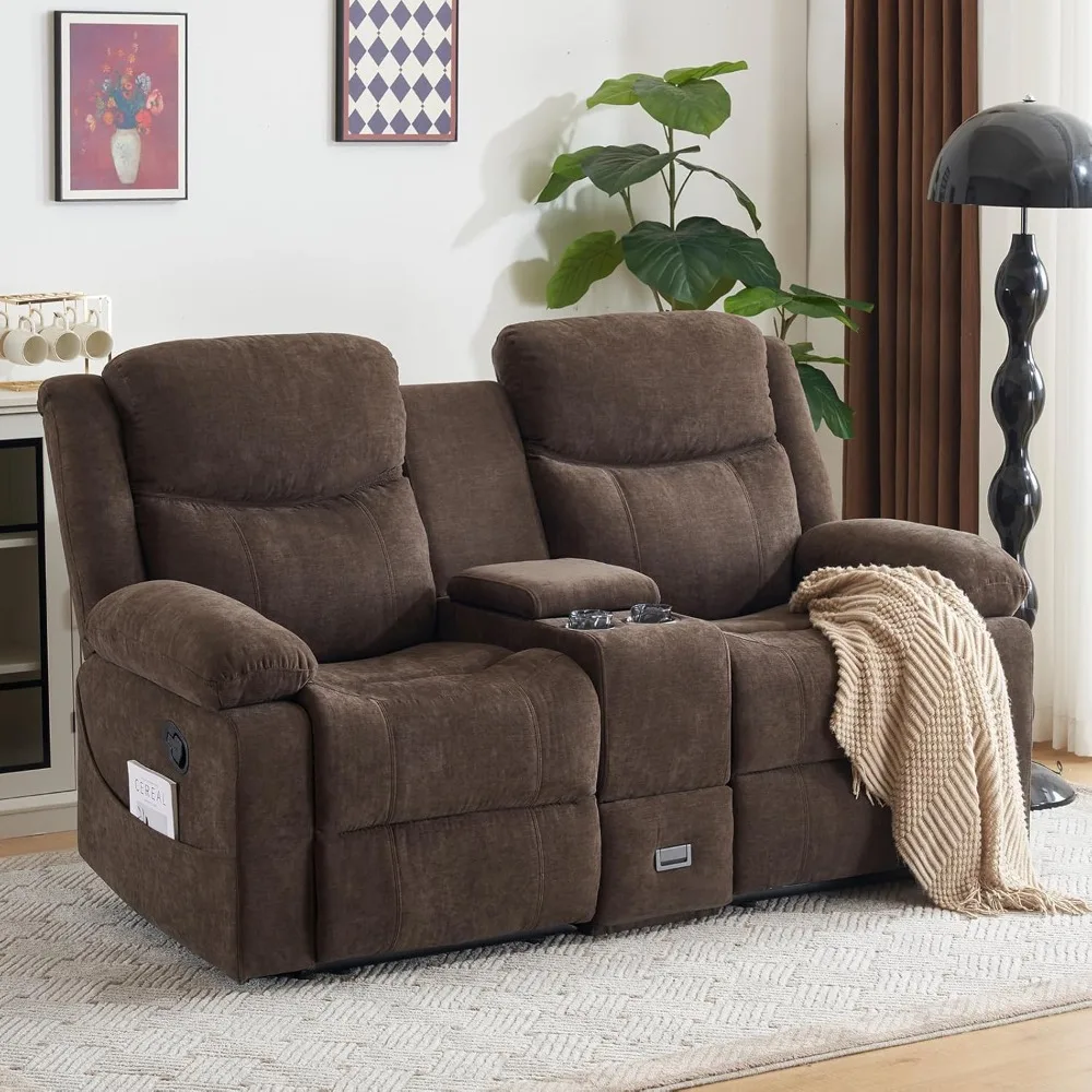 

Modern Chenille Sofa Sleeper Deep Couches with Cup Holders and Side Pocket for Living Room/Office/Apartment