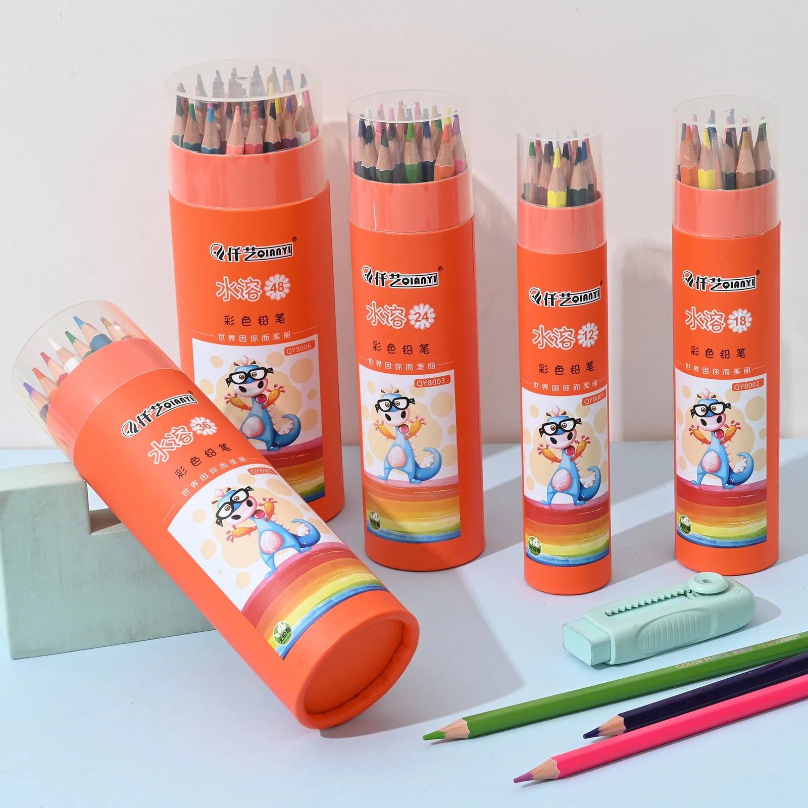 12-48 Color Options in Water-soluble Cylinder Pencils, Ideal for Cartoon Hand-painting - Vibrant, Durable, Washable, and Smooth