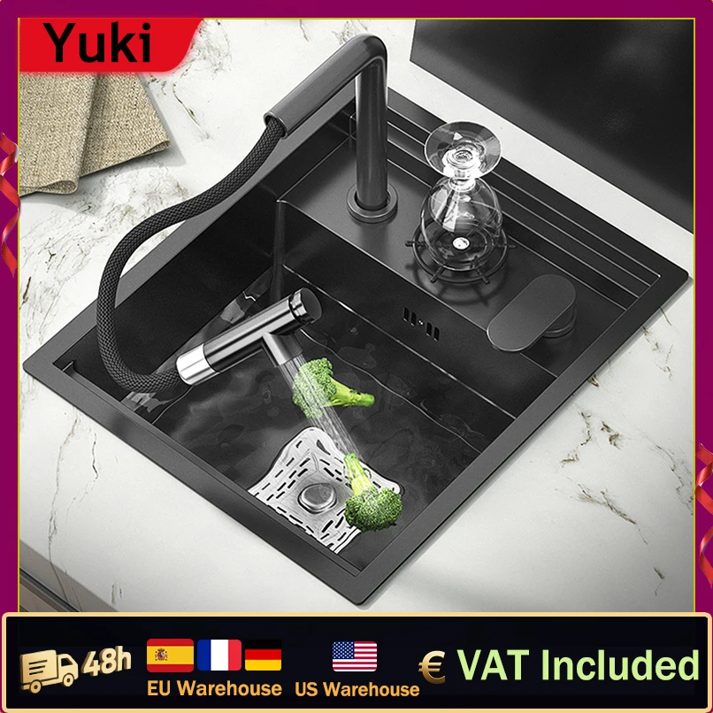 

Кухонная мойка-раковина из нержавеющей стали 304 с невидимым нанопокрытием, малая, с одним отверстием, для балкона, с высоким давлением, для мытья чашек, настольная