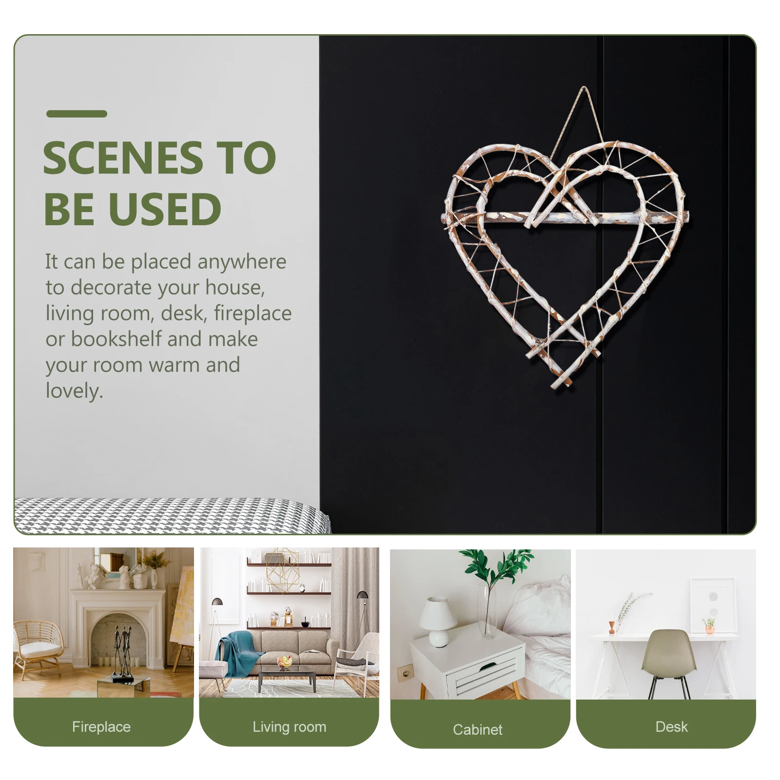 

Door Wreaths Outdoor Heart-shaped Pendant Branch Natural Rattan Decor Christmas