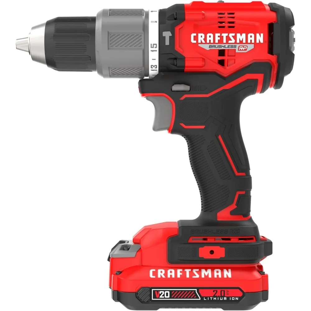 20V Cordless Hammer Drill Kit, 1/2 Inch, Dual Battery and Charger Included