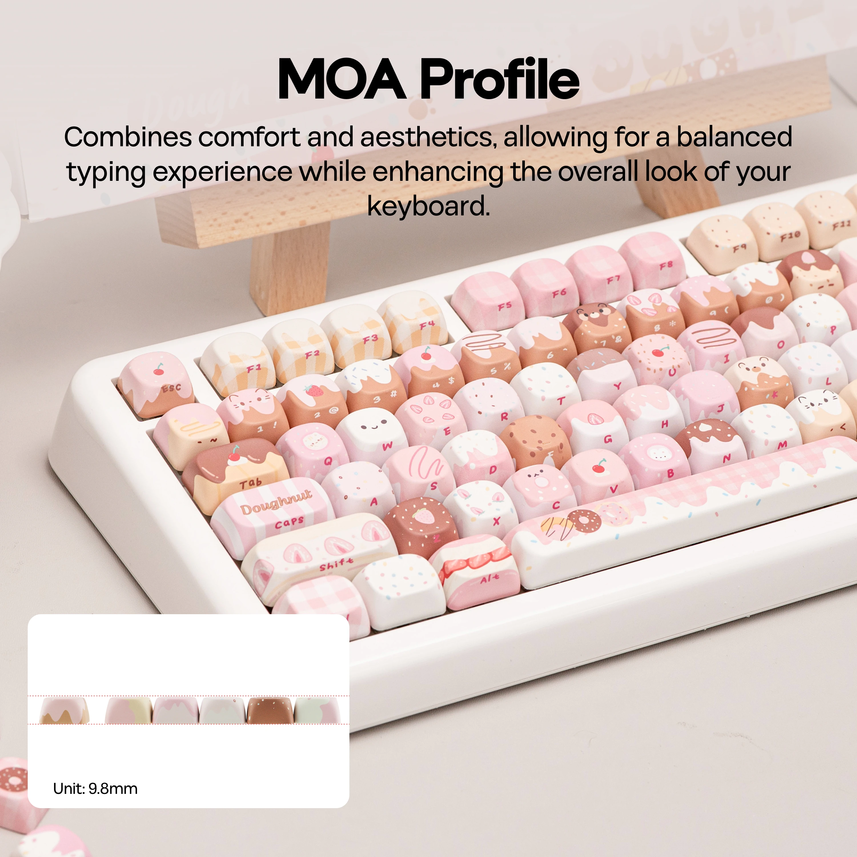 KiiBOOM Dough Fluff Keycap 144(MOA)/143(Cherry) 5-Side Dye-Sublimation Keys for 60%/65%/75%/TKL/Full-sized Mechanical Keyboard view 5