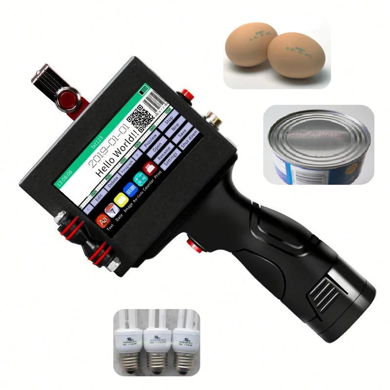 2026 Hot Sale Portable 4.3 Inch Touch Screen Smart Manual QR Code Date Printer Automatic Inkjet Handheld Flatbed Printer