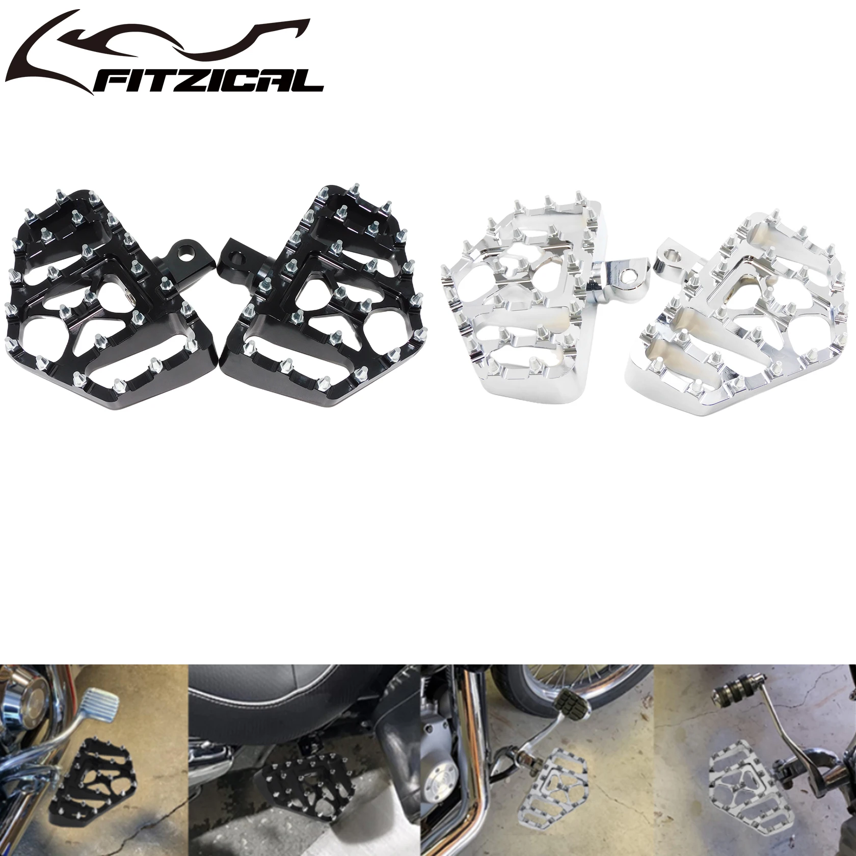 Motorcycle Foot Pegs Wide Footrest Pedals Black/Chrome For Harley Softail Sportster XL883 1200 Touring Dyna Fatboy FXDF Bobber