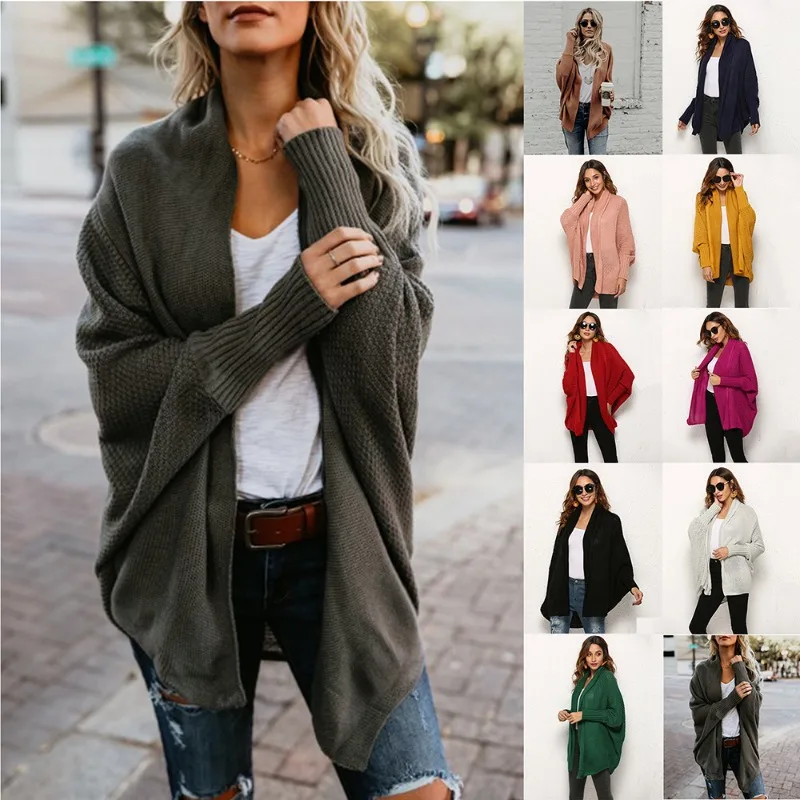 Winter new women's sweater, knitted sweater cardigan, large size women's sweater jacket