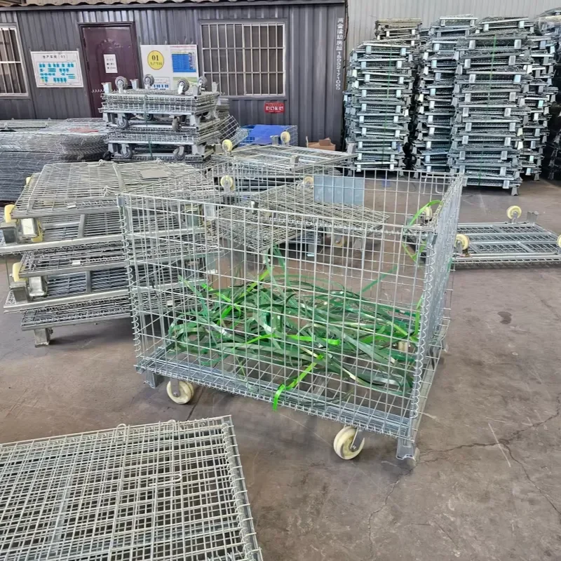 Heavy Duty Movable Folding Storage Cage Steel Wire Welded Foldable Storage Container