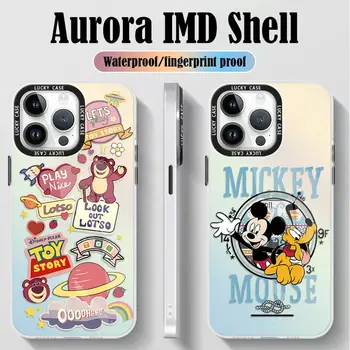 무지개 빛깔의 레이저 클리어 커버, 아이폰 15, 14, 13, 12, 11 프로 맥스, XS, XR, X, 7, 8 디즈니, 로쏘, 미키 마우스, 그라데이션 컬러, 매트 케이스