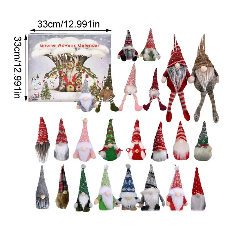 Christmas Gnome Advent Calendar 24 Days Plush Gnome Dolls Xmas Countdown Calendar for Kids Adults holiday decoration