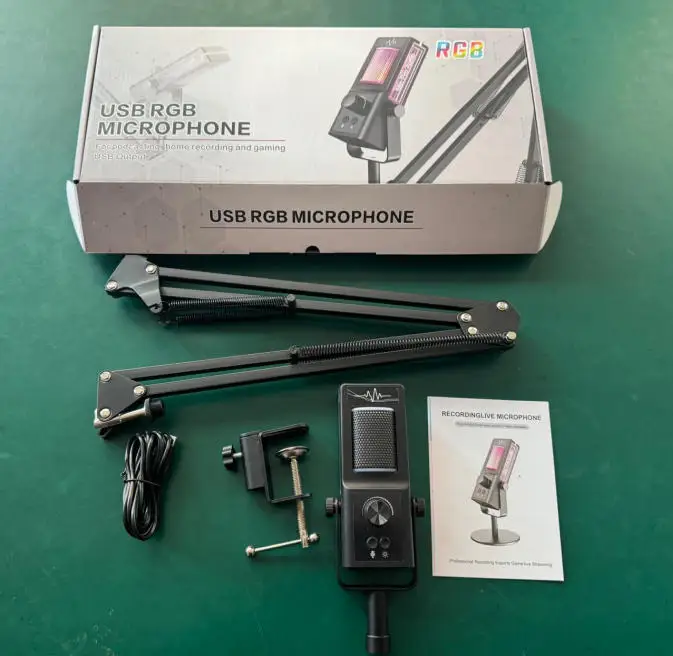 GAM-CM100 RGB Wired Gaming Condenser Microphone Type C Connector for Desktop Professional Studio Live Streaming 24-bit Audio