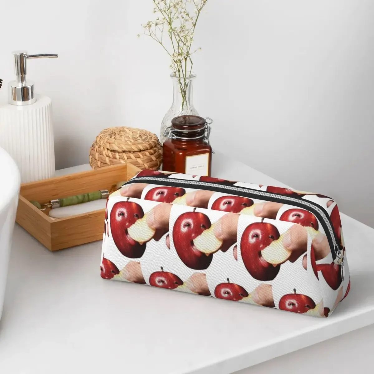 Ai Apple Eating Funny Apple With Face Pencil Cases Pencil Pouch Big Capacity Pen Box Pencil Bag for Students Stationery Supplies