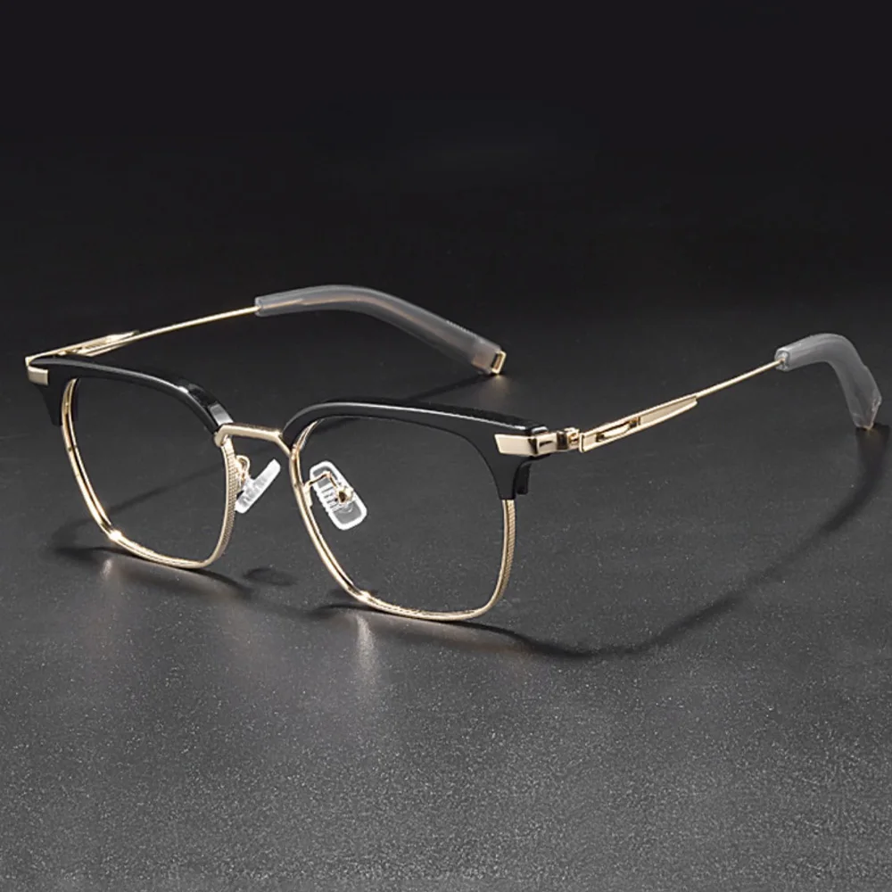 Retro Metal Half Frame Men's Ultra Light Eyeglass Frame Women's Anti Blue Light Glasses Men Optical Glasses Flat Light Glasses