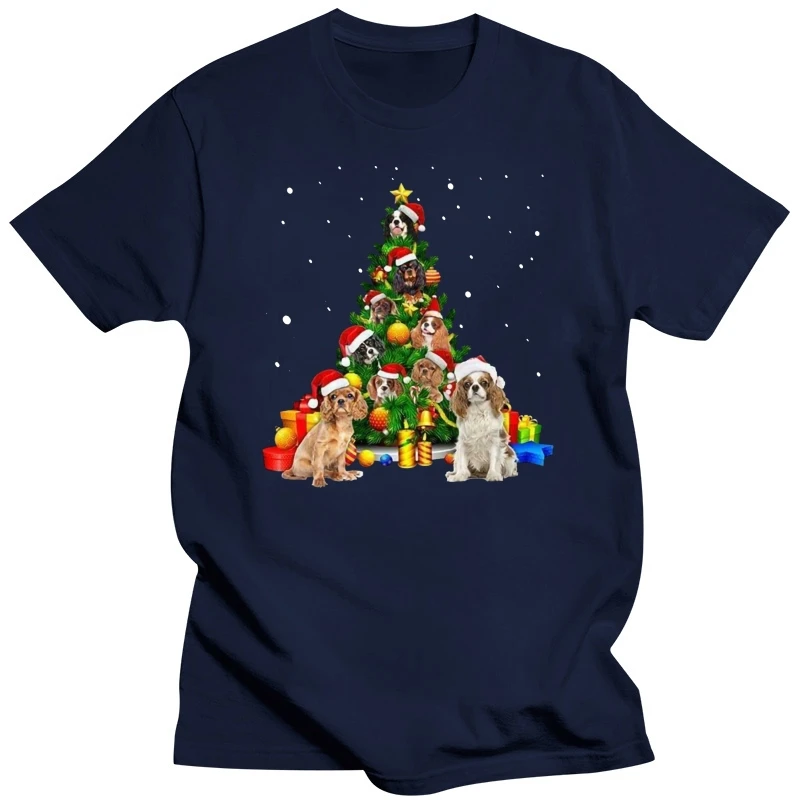 Cavalier King Charles Spaniels Christmas Tree Men T-Shirt S-3Xl White Harajuku Tee Shirt