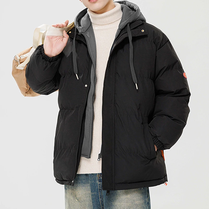 

Утепленные мужские повседневные мужские парки с капюшоном в стиле хип-хоп, верхняя одежда, новая мужская зимняя куртка, уличная одежда, две хлопковые стеганые куртки