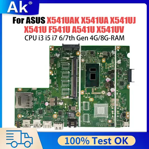 X541UAK Mainboard For ASUS X541UJ X541UA X541U F541U A541U X541UV Laptop Motherboard CPU I3 I5 I7 6th/7th Gen 0G/4G/8G-RAM