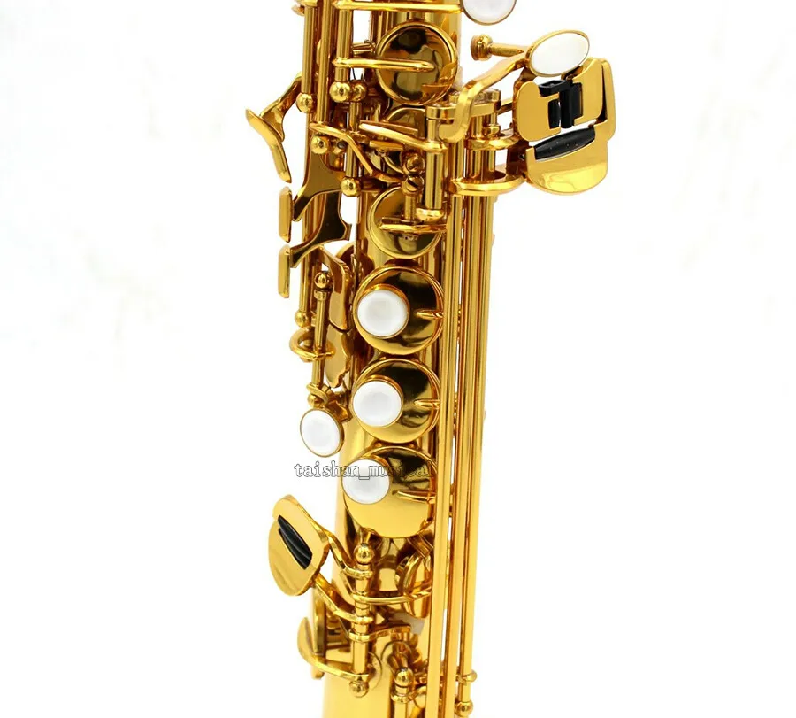 High quality Prof Neck Built-in Soprano Saxophone Electrophoretic gold Bb Sax Including Case