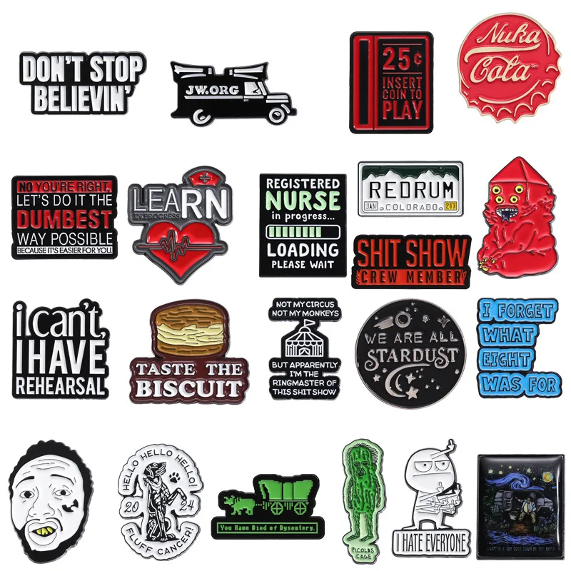 Pins Cartoon Letter Short Sentence Film Series Brooch Versatile Clothing Backpack Exquisite Accessories Metal Badge Badges Metal