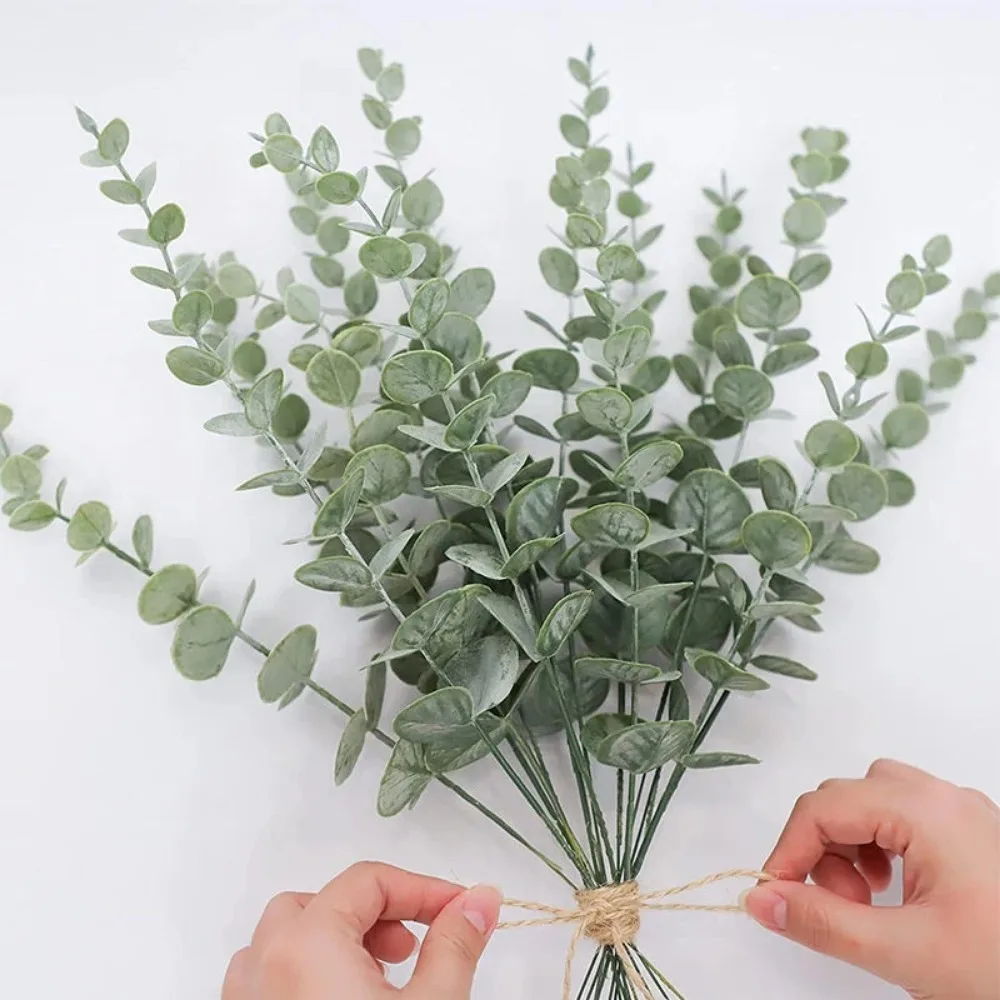 5/10/20 Stücke Künstliche Eukalyptusblatt Stiele Grünpflanzen Für Wohnzimmer Zuhause Raumdekoration Braut Hochzeit Dekor Blumensträuße