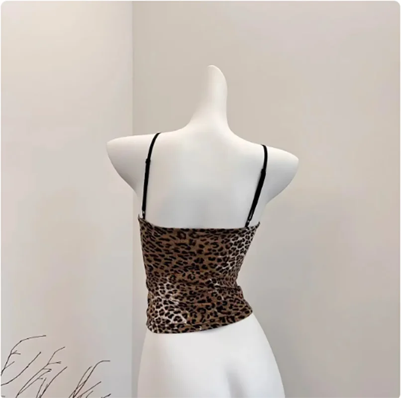 Damen Leopard Crop Top Sets Mode Weste ästhetische Korsett Top Schulter ärmel los y2k sexy Vintage Tanktops 1920er Jahre Kleidung