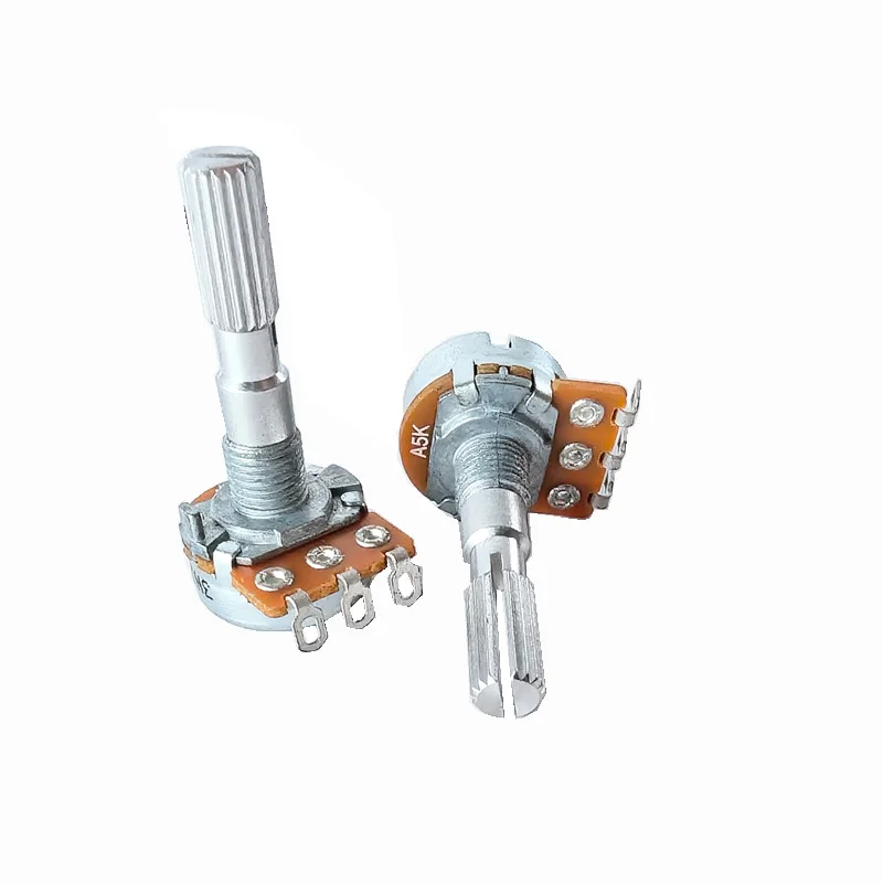 1PC ALPHA Aihua 16Type Single Potentiometer A5K Amplifier Audio Switch Wiring Hole foot shaft length 28mm