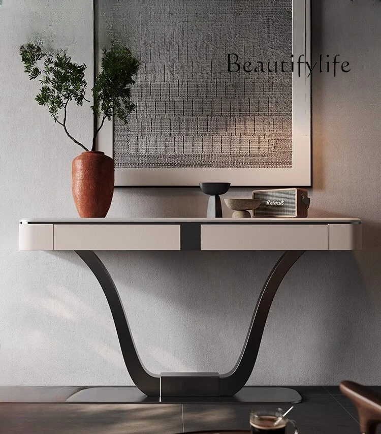 

Natural luxury stone entrance table Light luxury living room Main entrance End view table Corridor entrance table