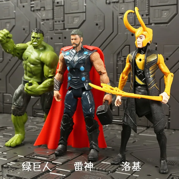 Avengers Hero-actiefiguur: Iron Man, Spider-Man en Hulk, met beweegbare gewrichten en bewegbare displaymodellen, speelgoedfiguren