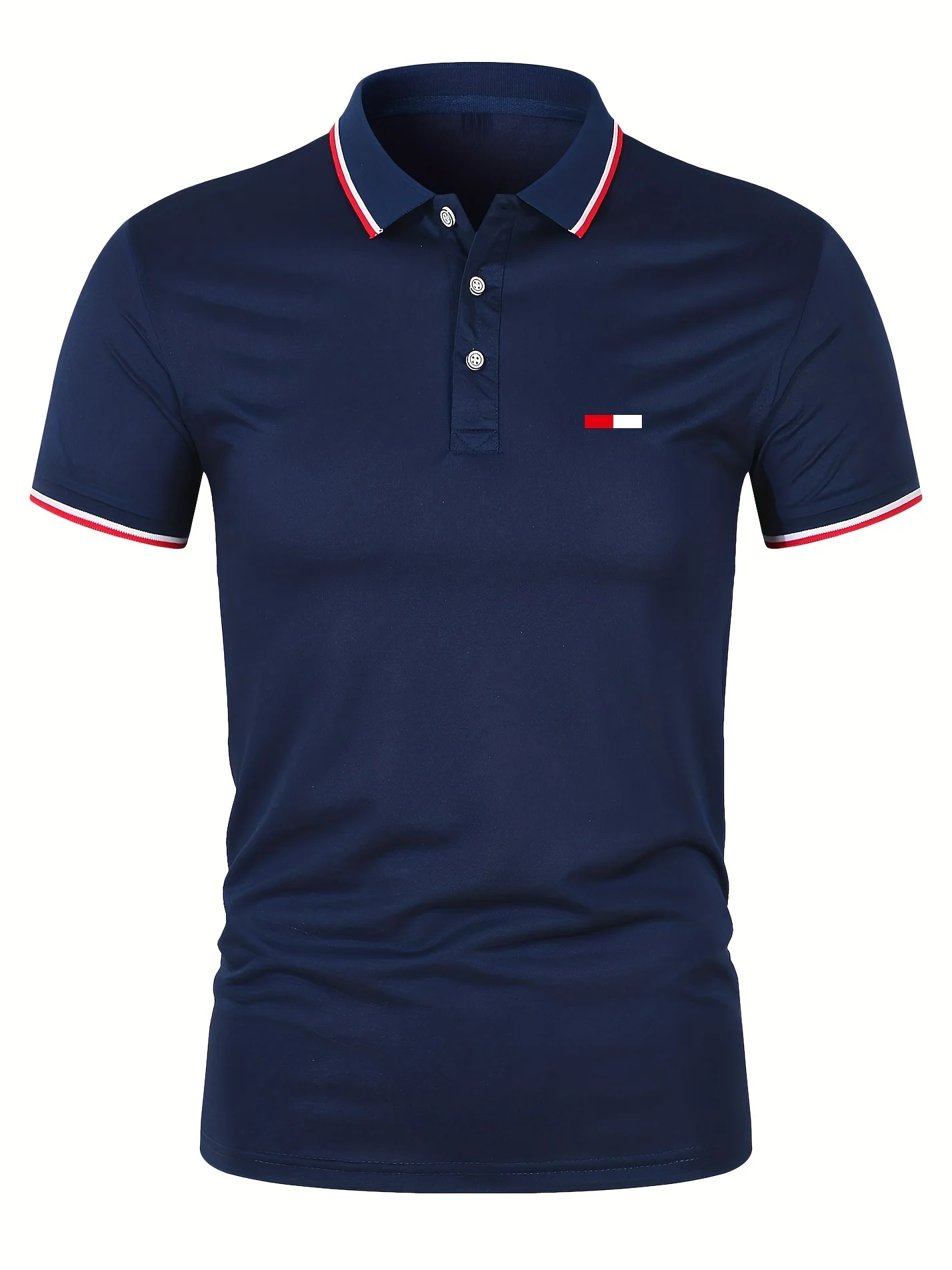 Men's 100 cotton summer casual fashion loose plus size flag pattern printed lapel short sleeved polo shirt top travel outfit image 4