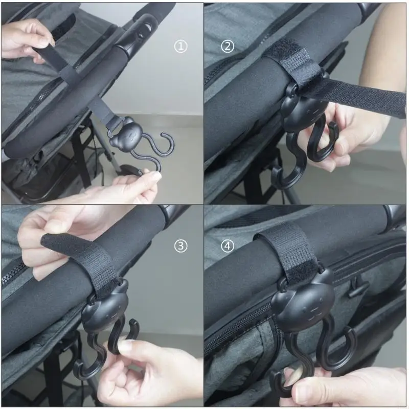 Q22D عربات الأطفال خطاف مزدوج عربة تخزين الرف العربة المنظم حفاضات شماعات حقيبة كليب للجنسين صبي الفتيات السفر الأساسية #4