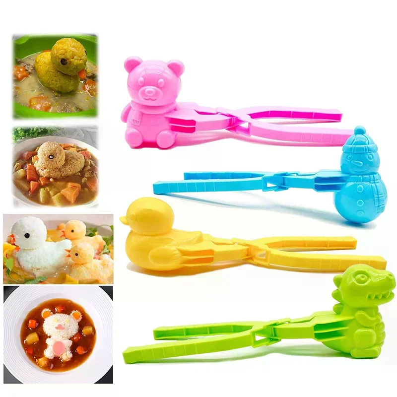 Duck Shaped Rice Mold Maker Clip Children Outdoor Plastic Duck Rice Mold DIY Snowball Maker Sushi Mold With Handle Cute