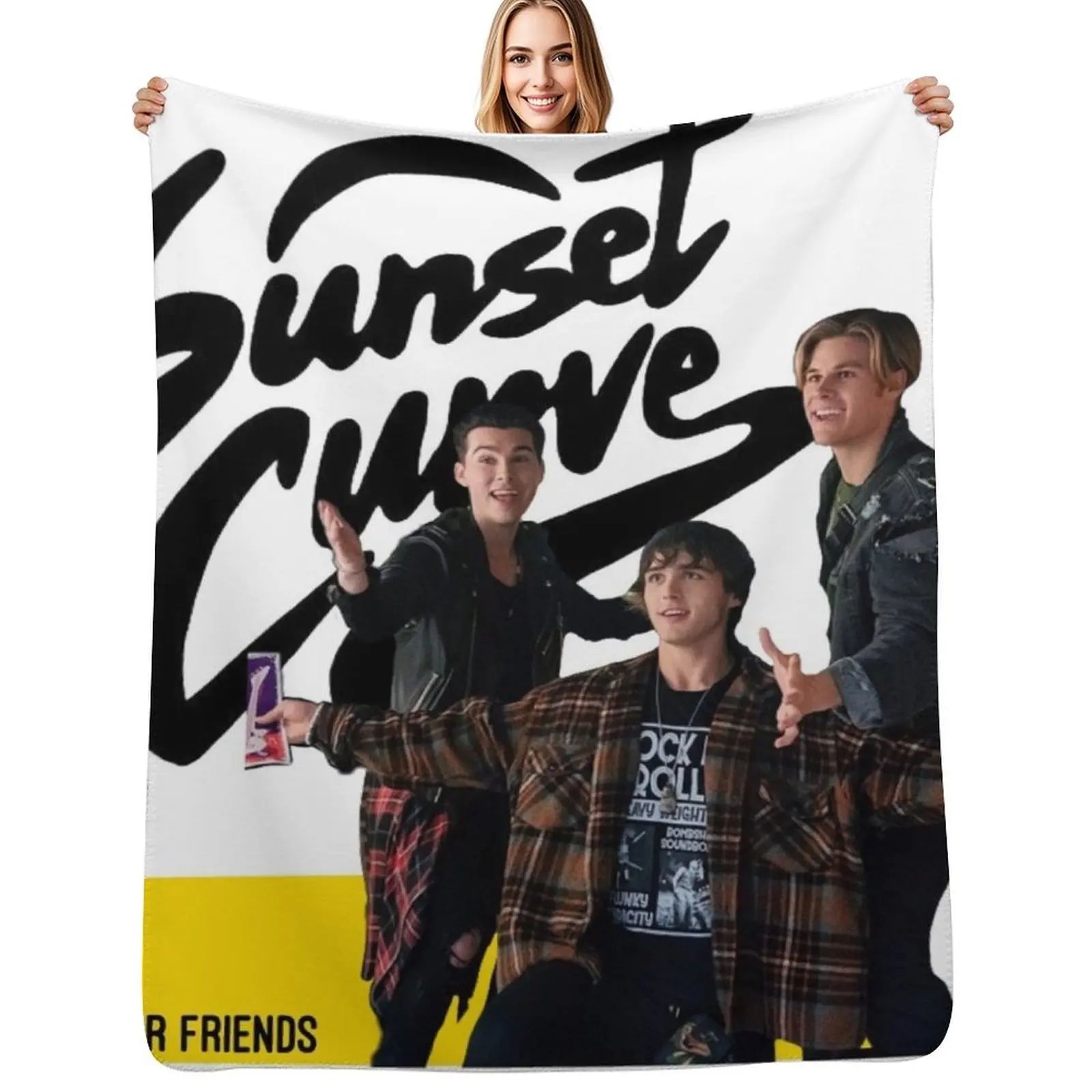 Sunset curve, tell your friends Throw Blanket Cozy Light Blanket for Travel Camping Picnic