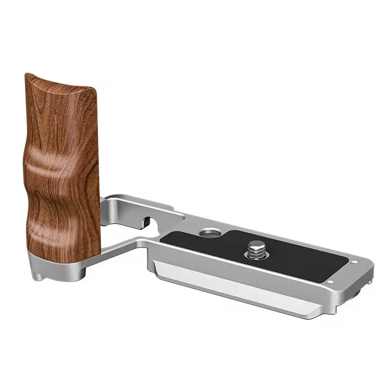 PyroGraphy ZV-E10 II L-shaped Wooden Handle Grip with Ergonomic Curved Rosewood Handle Quick Release Baseplate for Sony ZV-E10II