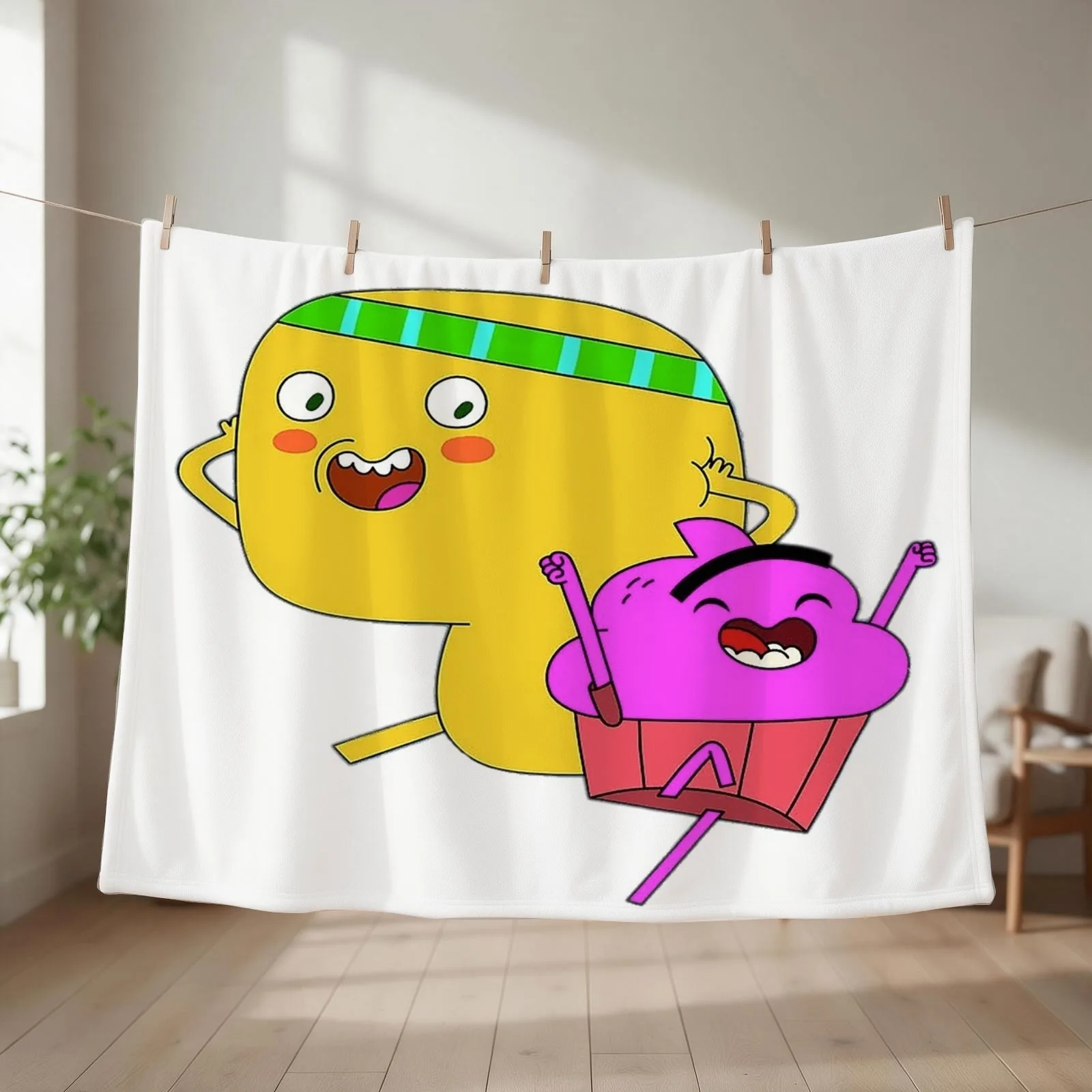 Cupcake And Dino - General Services Throw Blanket Plaid Plaid on the sofa Soft Plaid Decorative Sofas Blankets