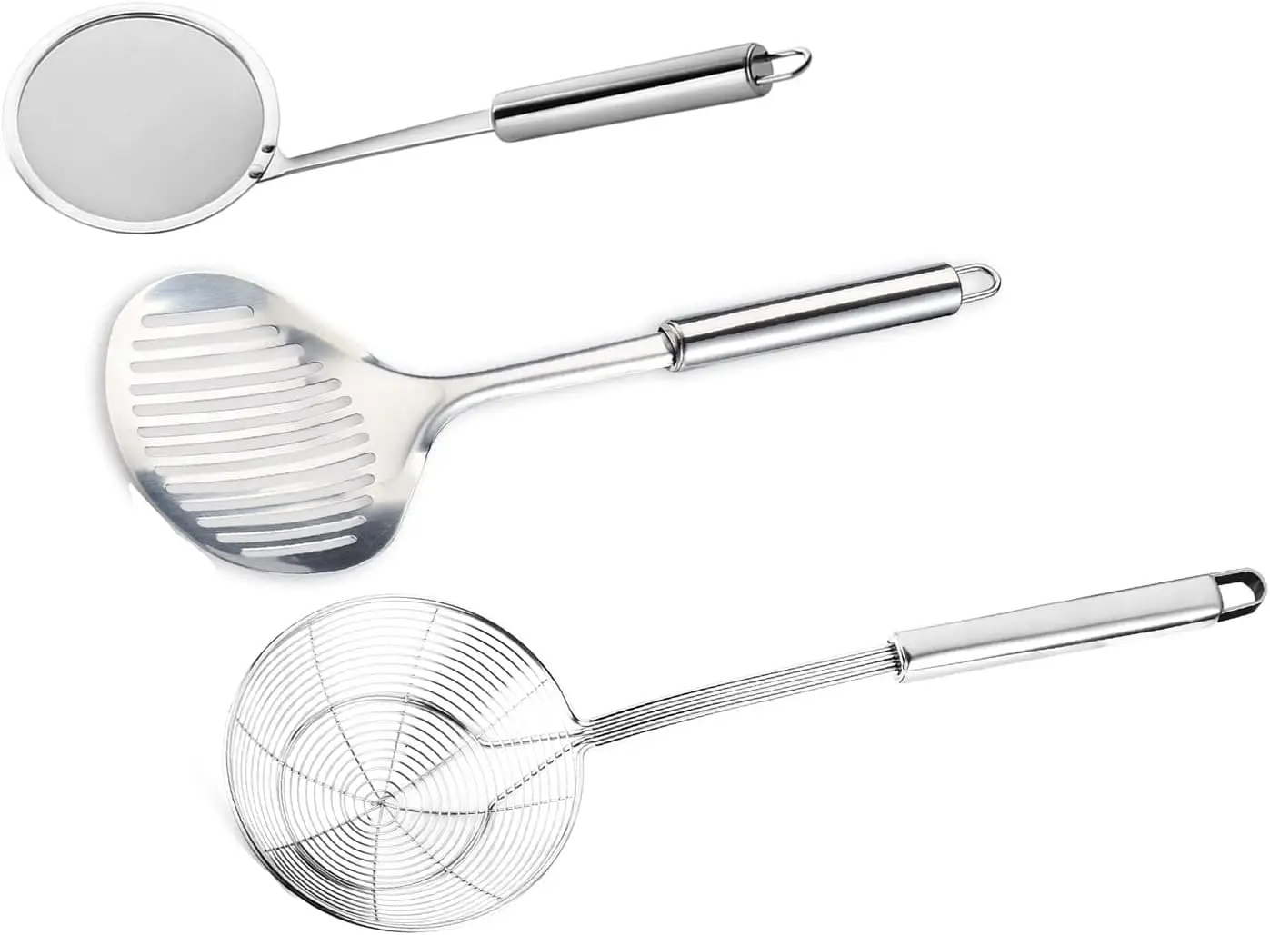 

Tenta Solid Stainless Steel Spider Strainer Skimmer Ladle for Cooking and Frying, Kitchen Utensils Wire Strainer Pasta Strainer