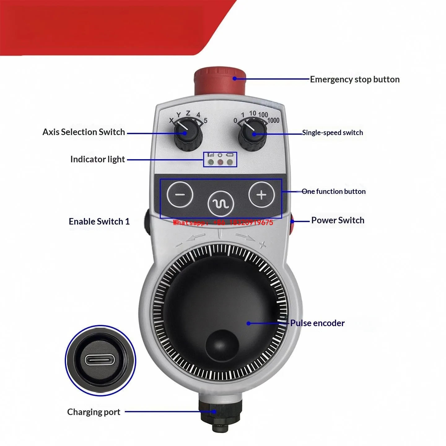 Cyclmotion CNC EUCHNER Electronic Handwheel HBA-079827 / HBA-098672 / HBA-084962 / HBA-086734 MPG Handheld Unit