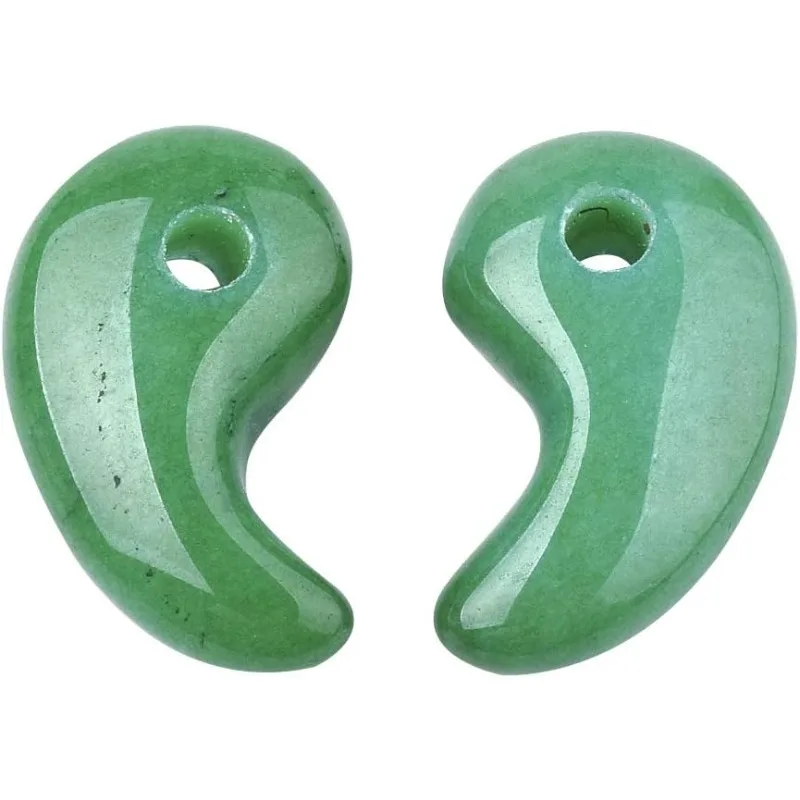 10 Uds. Colgantes de Jade Natural de Malasia, dije de Magatama, accesorios con orificio pequeño, colgante de superficie lisa para fabricación de joyas DIY