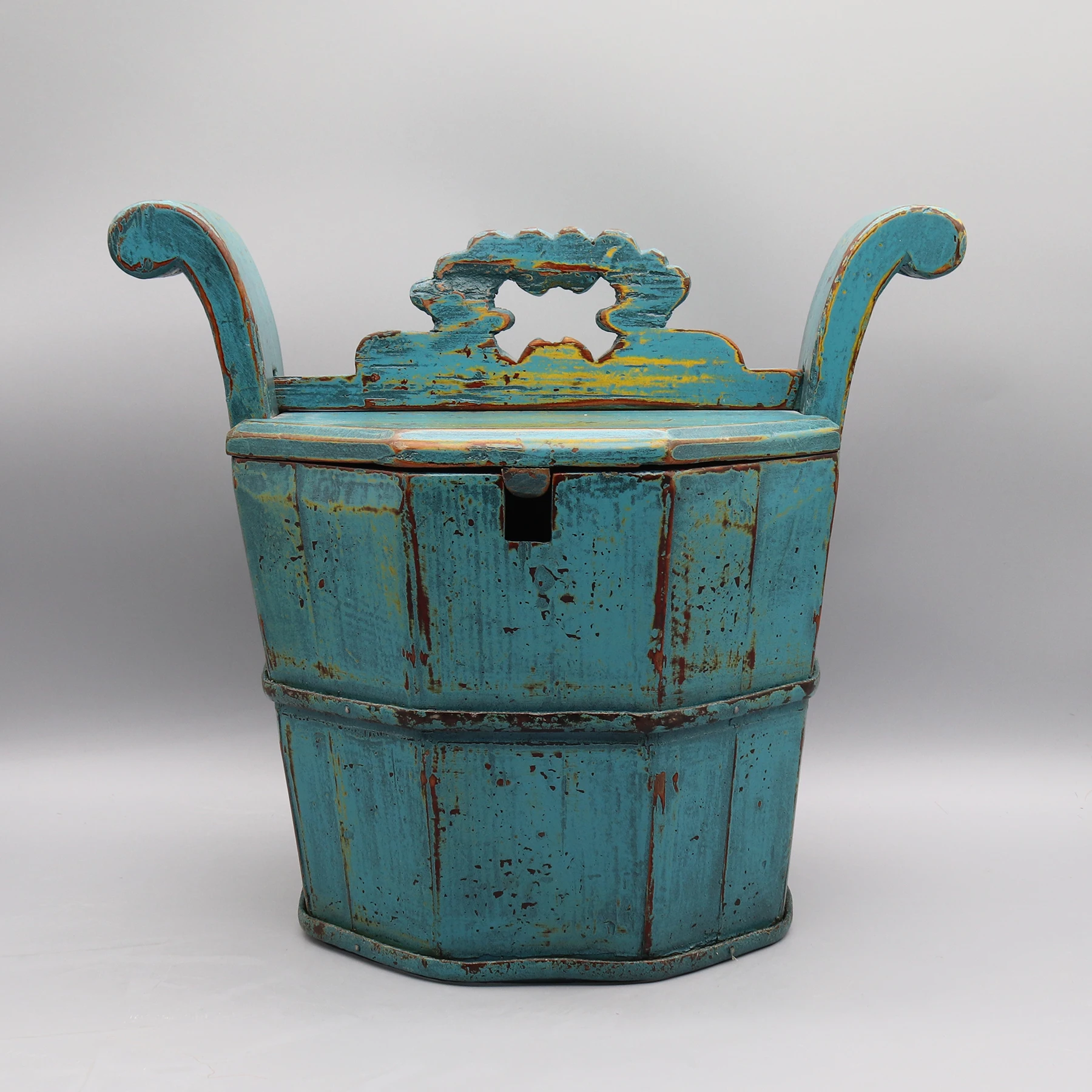 Repainted Old Tea Pot Holder, Solid Wooden Bucket, Home Decoration