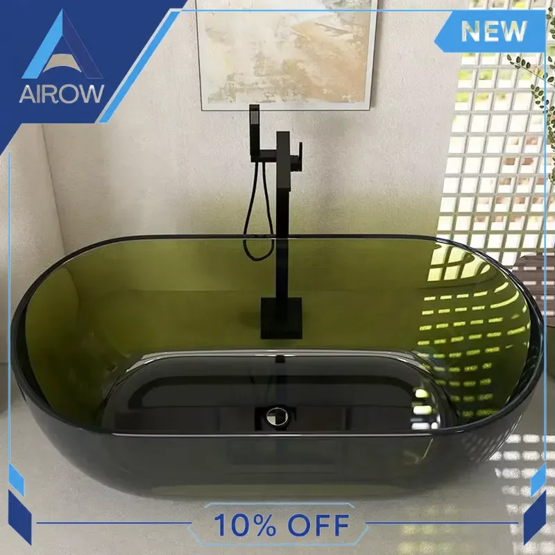 for Luxury Colorful Solid Surface Bathtub High Quality Resin Crystal Soaking Tub Modern Bathroom Freestanding Bath for Home