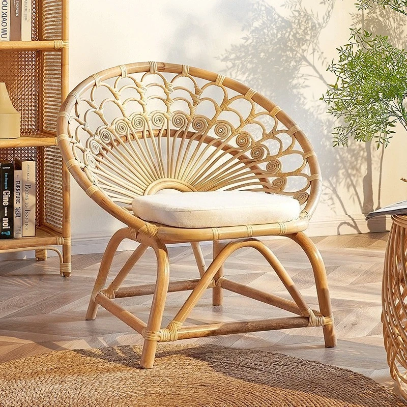 For Pure Hand-woven Rattan Chair, Single Rattan Chair, Simple Small Chair on The Balcony