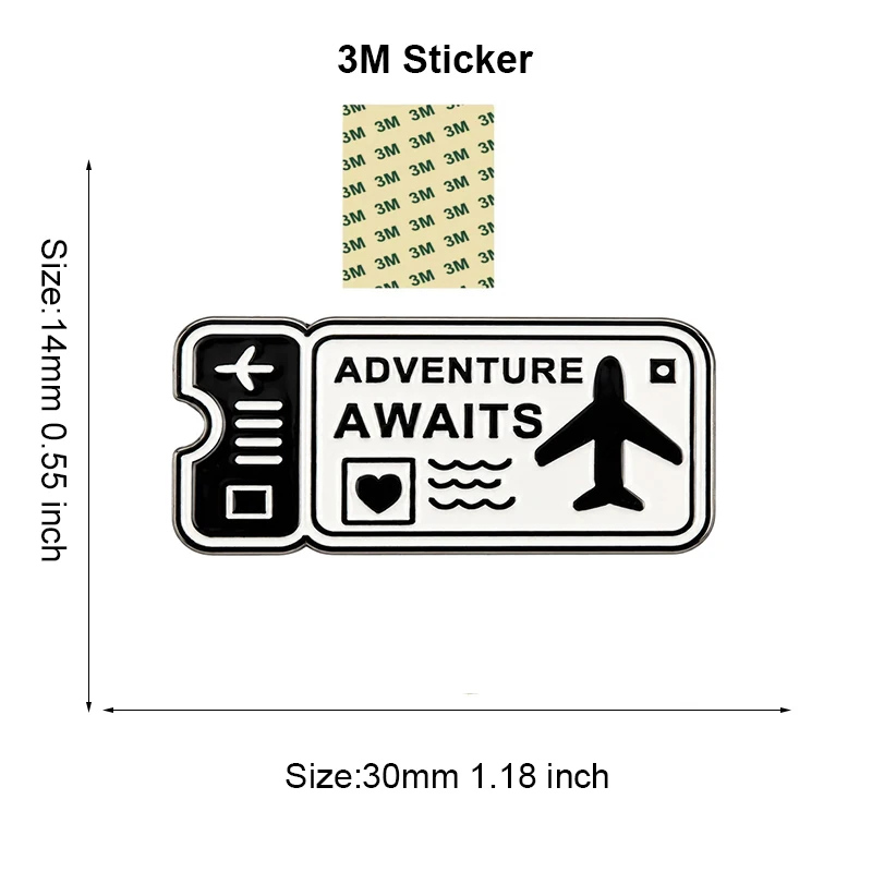 Adventure Awaits Mobile Phone 3M Sticker Metal Pin Soft Enamel Badge Metal Pin Broooches Pins