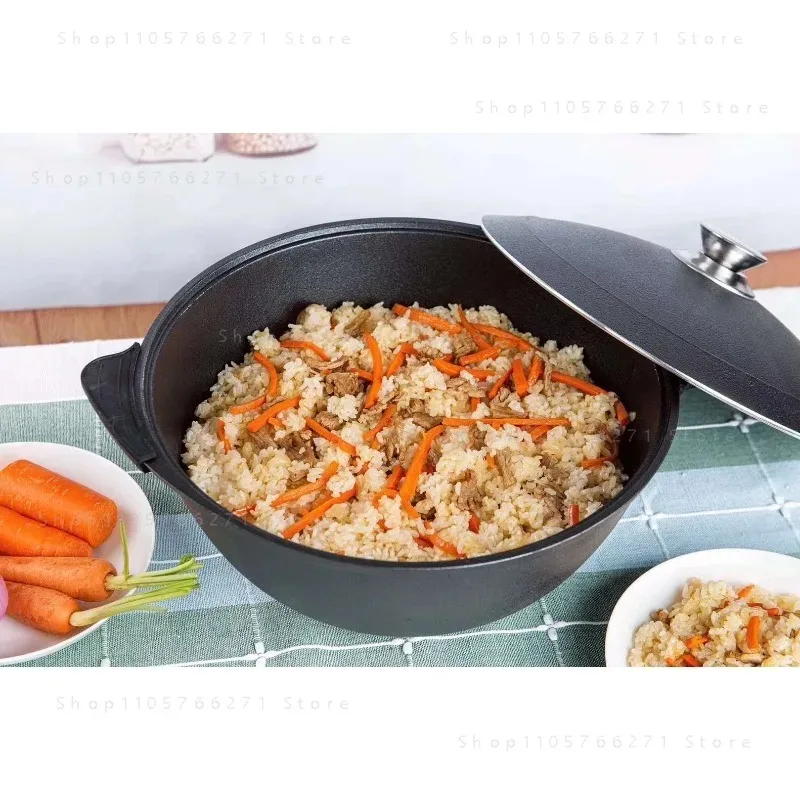 Stew Meat  Non Stick  Thickened Aluminum  Stuffy Rice Pot Black and Red 12 Liters