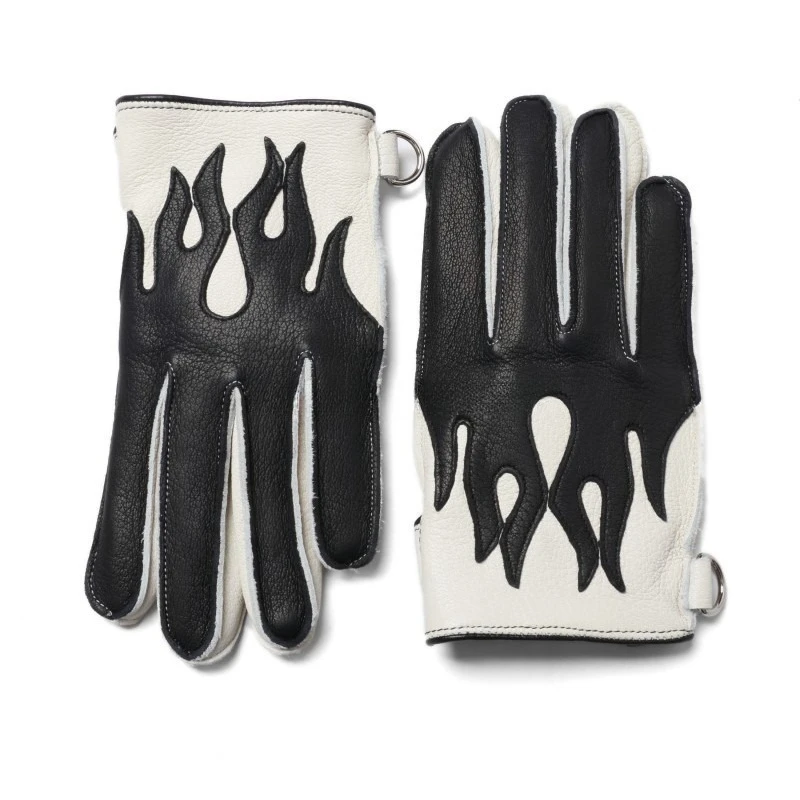 

Flame Leather Motorcycle Riding Gloves Deerskin Men's Thermal Thickened Winter Gloves