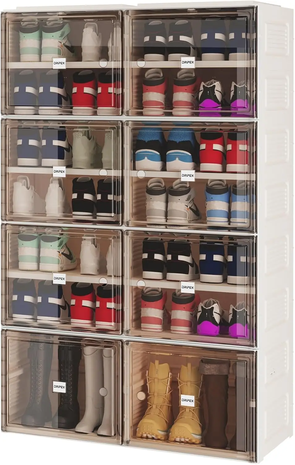 NEW Shoe Storage Cabinet 7 layers for 28 Pairs Foldable Shoe Box Stackable Sneaker Organizer with Doors Durable Storage Rack