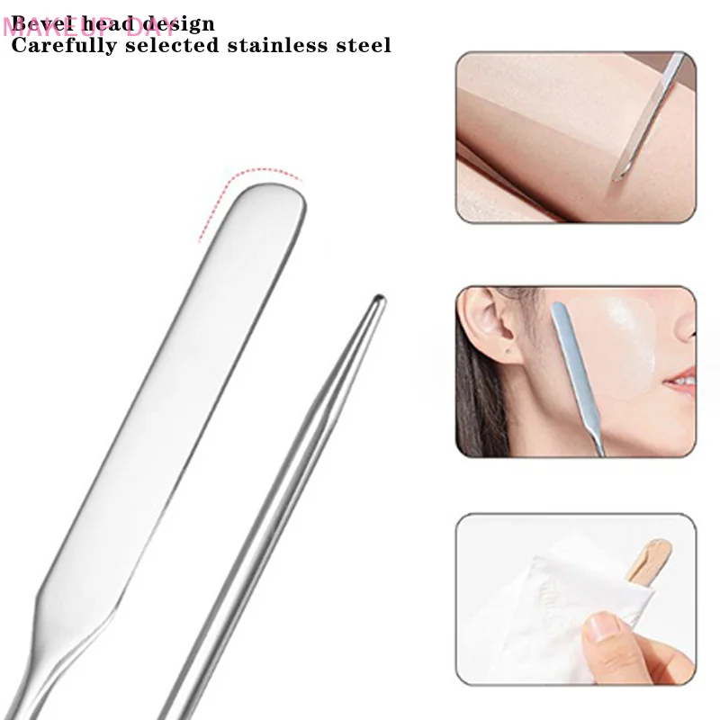 Roestvrijstalen Make-Up Toner Spatel Dubbel-Einde Cosmetische Crème Lepel Foundation Mengtool Eyeliner Assistent Make-Up Tool