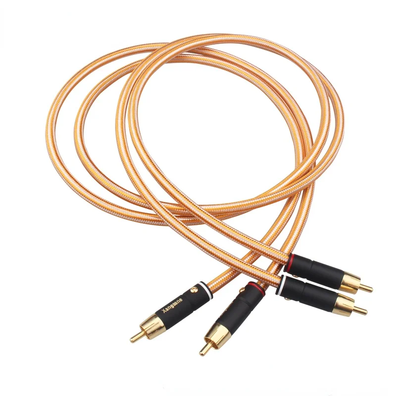 HiFi Copper Silver Plated RCA HiFi Audio Signalion Cable Amplifier Decoder Connection Line