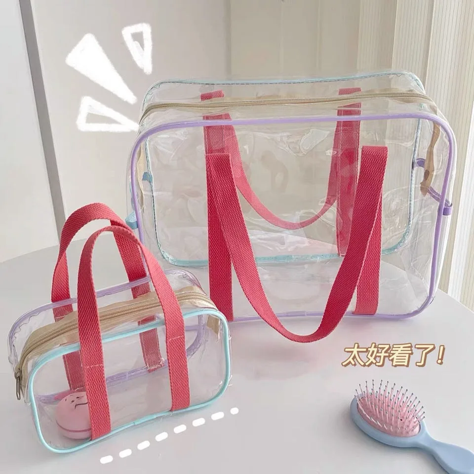 

Large Clear PVC Beach Bag - Waterproof Swimming Tote with Zipper, Spacious Travel Organizer for Pool, Shower, Baby Essentials