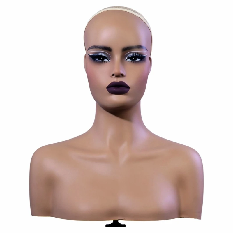 European and American wig headgear model head, African double shoulder dummy jewelry display half body model head PVC head mold