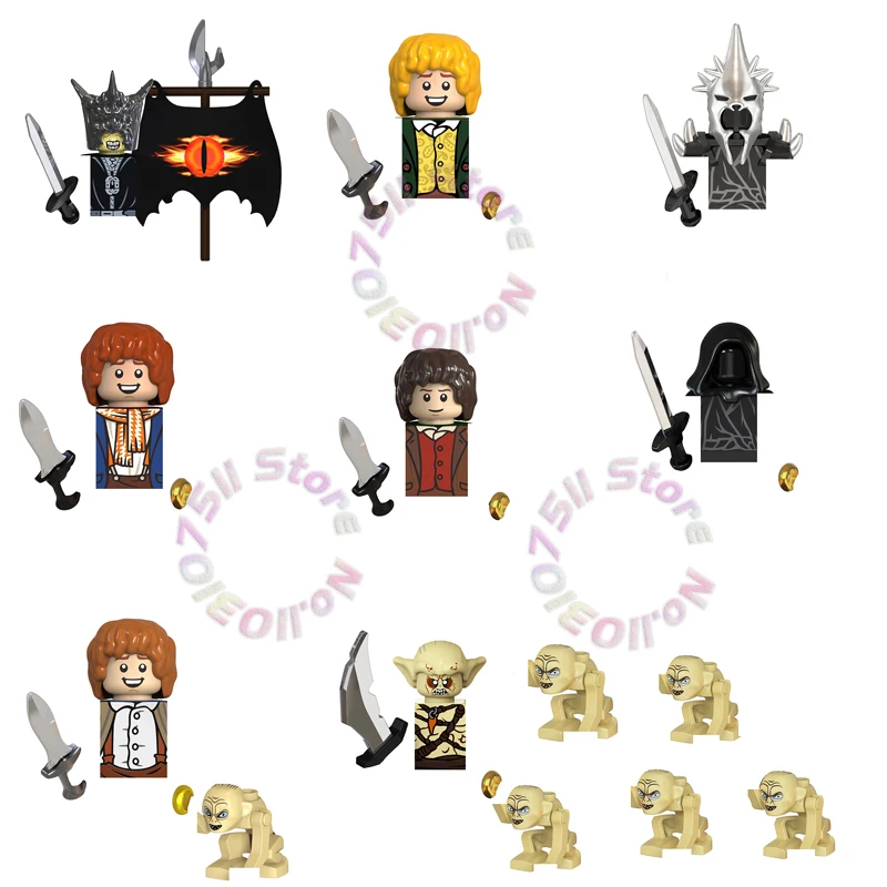 TV6401 anillos películas ladrillos muñecas Goblin Sauron Frodo Orcs uruk-hai Mini juguete de acción bloques de construcción regalos